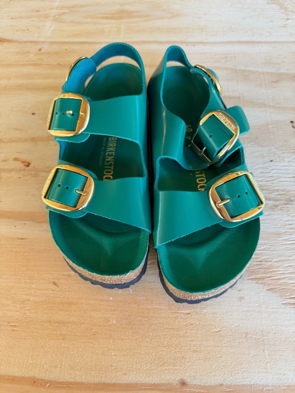 Birkenstock 40 100% Leather Green New - Picture 3 of 12